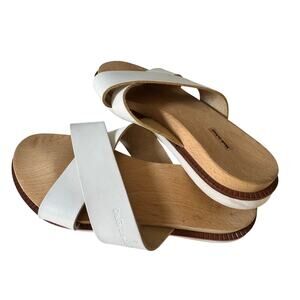 Dolce & Gabbana | 38 | white leather slide sandals with wooden soles